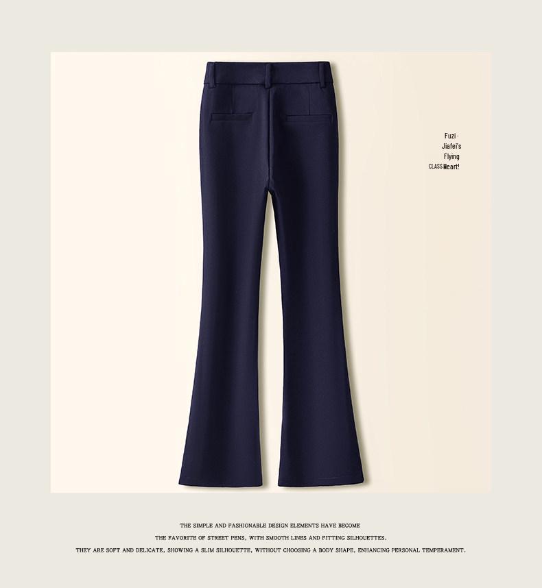 Women's Black High-Waisted Micro-Flare Bell-Bottom Pants – Slimming, Petite Friendly, Perfect for Spring and Autumn