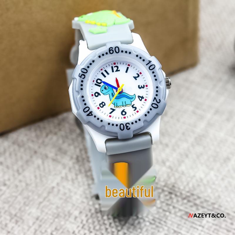 3D Cartoon Dinosaur Kids' Waterproof Quartz Watch - Boys & Girls Trendy Electronic Wristwatch