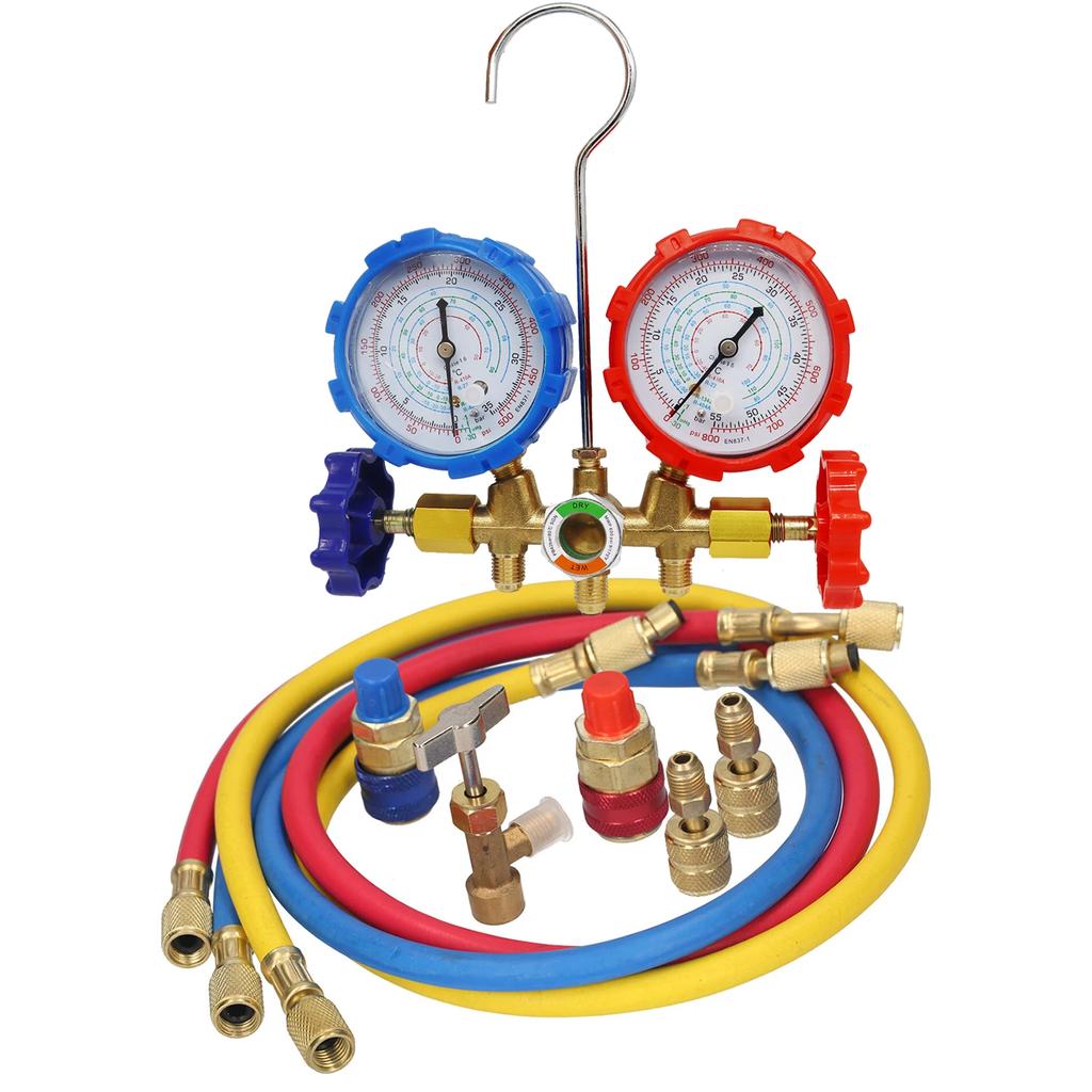 Refrigerant Air Conditioning Tools AC Diagnostic Manifold Gauge Set Hose Hook Kit for Refrigerant Testing R410A R22 R404A R134A