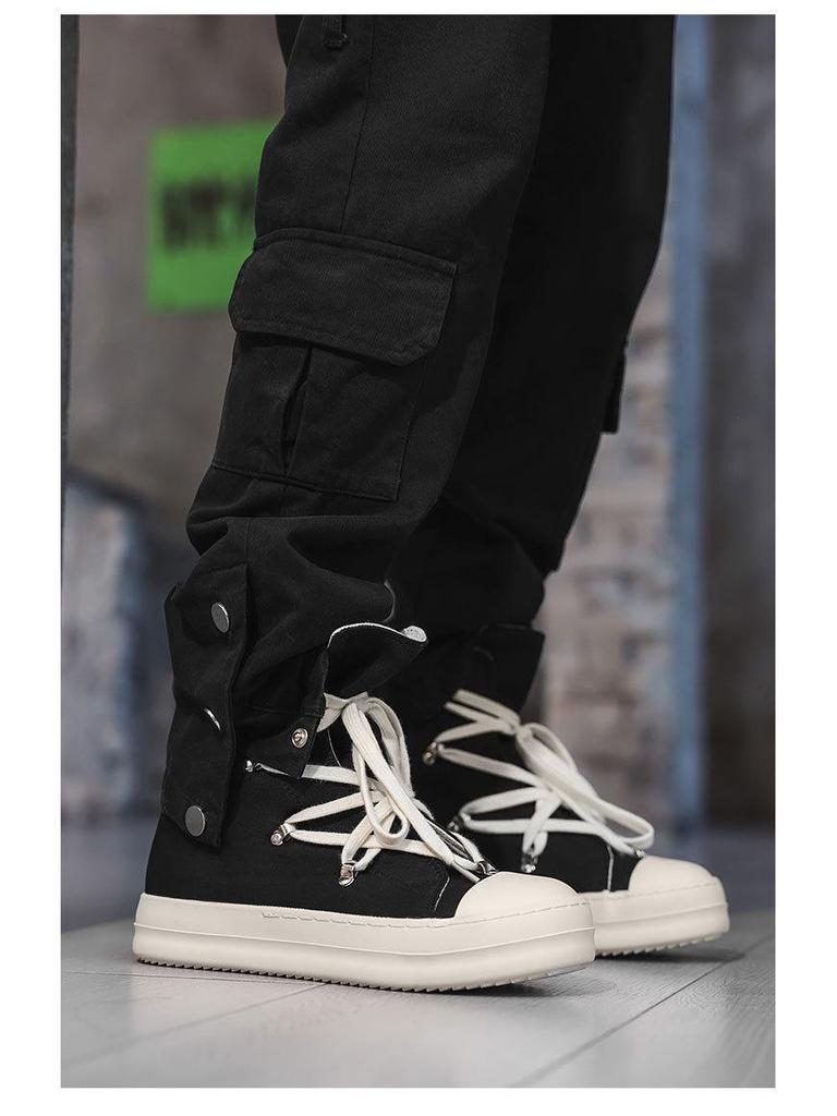 Nischen-High-Top-Canvas-Vulkanisierte Herrenschuhe mit Seitenreißverschluss - Trendiges und vielseitiges Freizeit-Schuhwerk 2025
