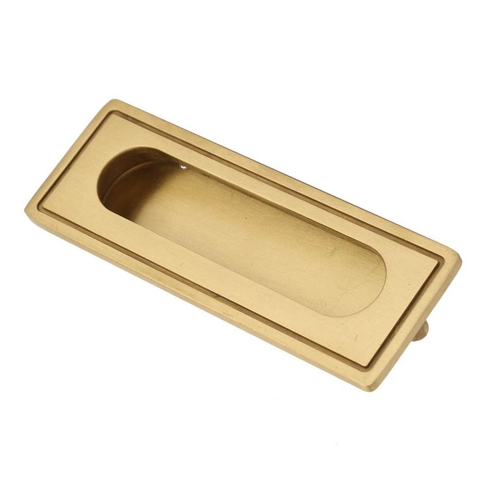 Brass Recessed Handle 105x38x11.5mm Flat Finger Pull Design Flush Pull Handle With 2 Installation Screws Brass Cabinet Hardware