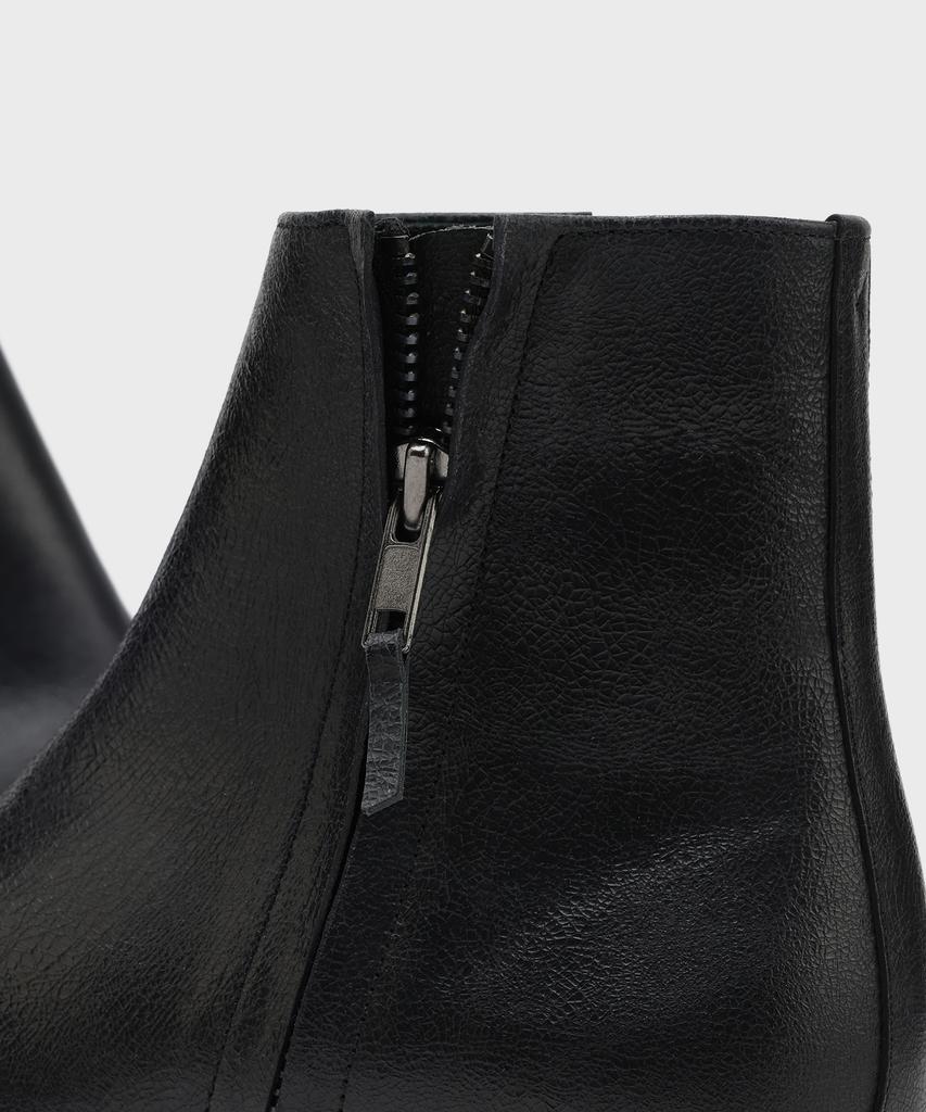 Firenze Atelier [Vibram] Minimal Semi-Square Zip-Up Boots 7430-Z [Crack Black]