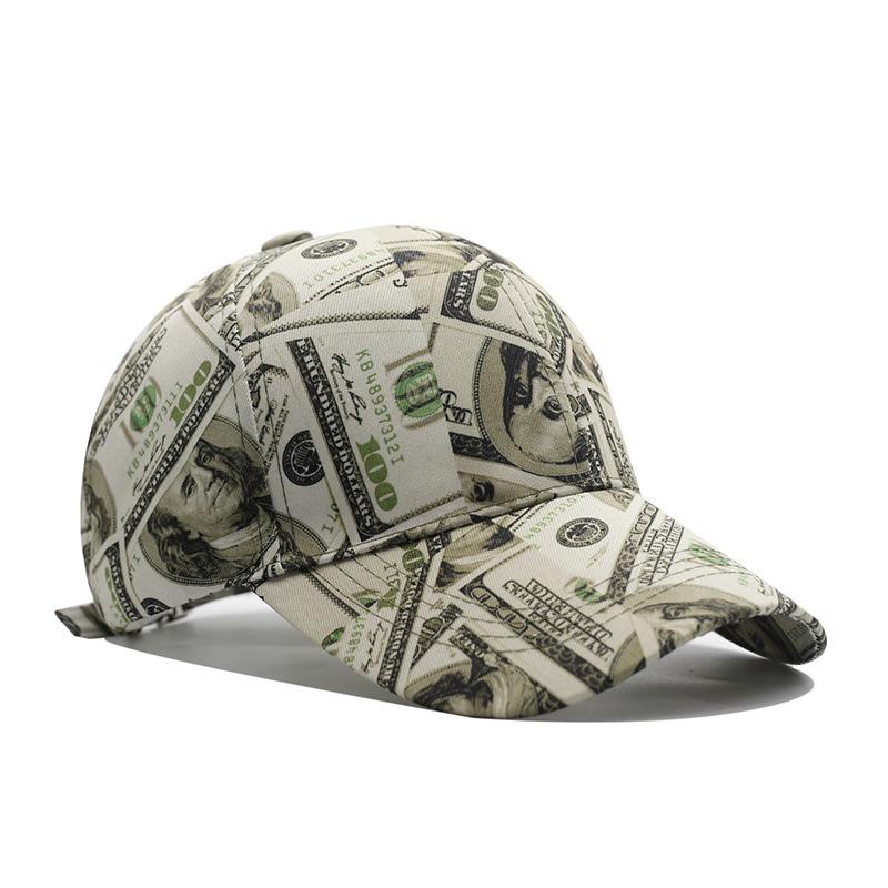 New dollar printed baseball cap men's European and American personality street sunshade cap hip hop hat