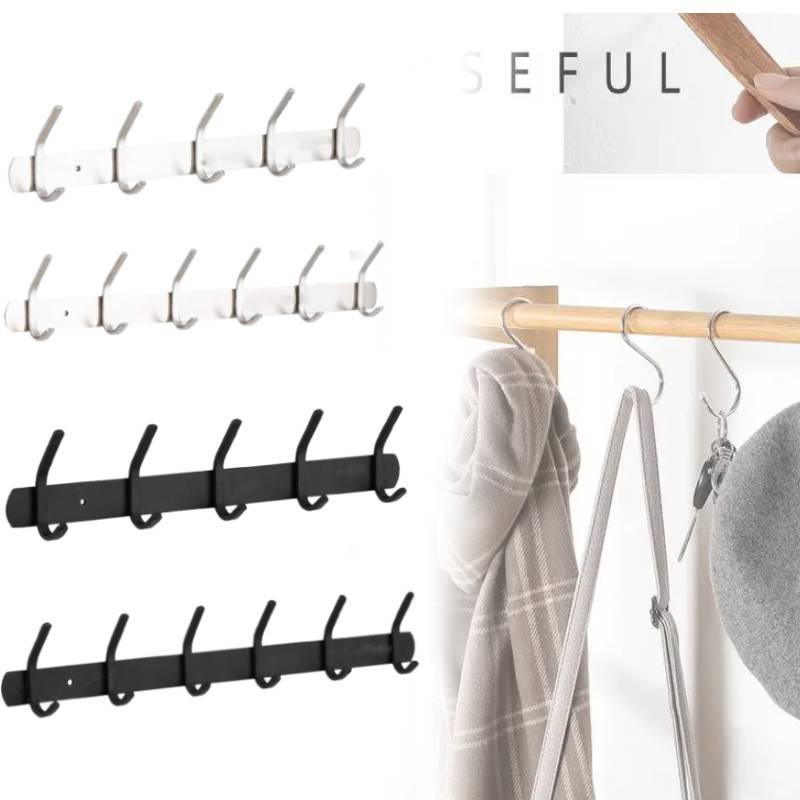 Vault Black Glazie Coat Rack Wall Mount Stainless Steel Hooks Clothes Hanger