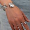 S Vintage Fashion Folded Leaf Bracelet Spiral Opening Adjustable Ring Set For Women Girls Holiday Party Fashion Jewelry Gifts