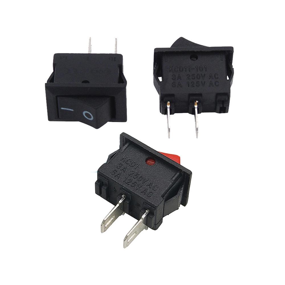 10 Stück Druckschalter 10x15mm SPST 2-Pin KCD11 Einrast-Kippschalter Ein/Aus 3A 250V Netzschalter Schwarz Rot