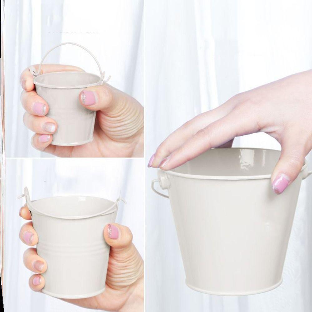 Vintage Blaszany Żelazny Doniczka Pasterz Haczyk Beczka na Kwiaty Miniatury Mini Żelazna Sztuka Blaszany Wiadro na Wodę Aranżacja Kwiatowa