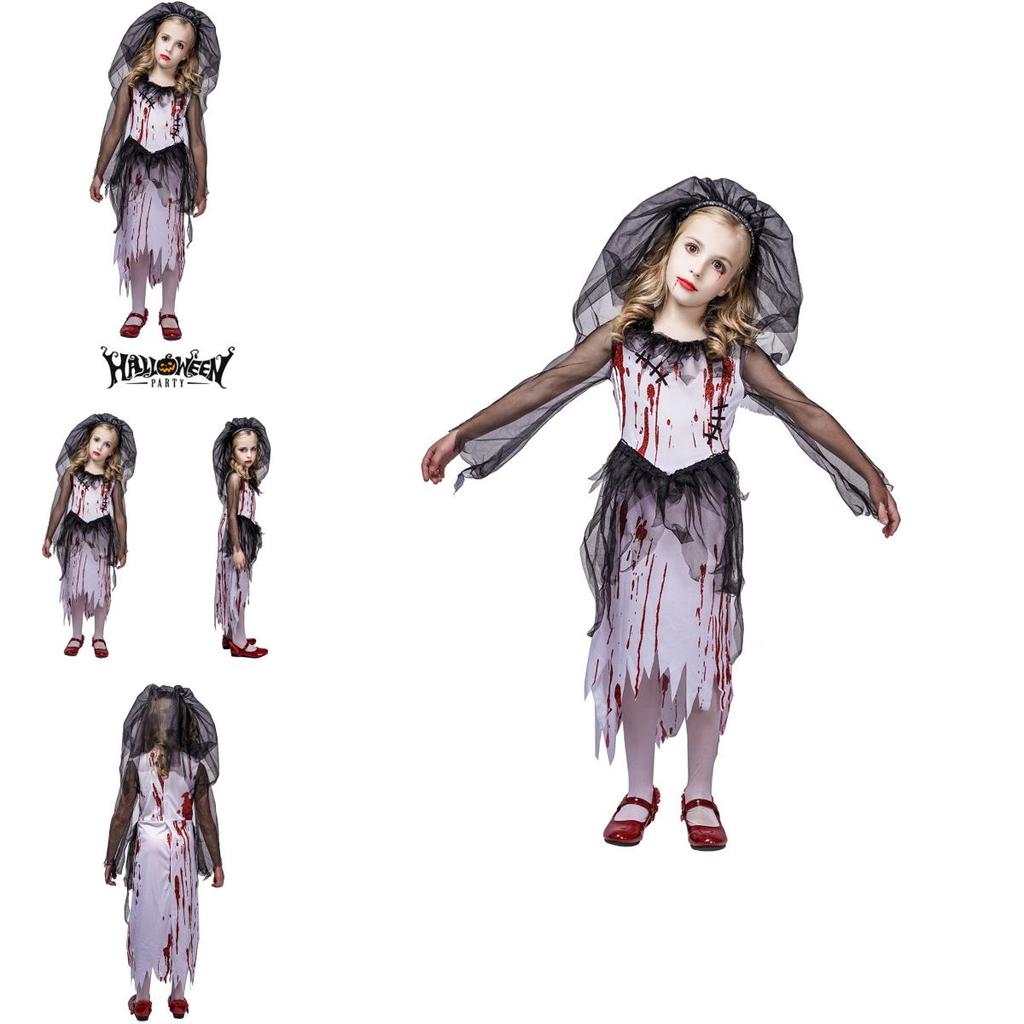 Kid Ghost Bloody Bride Cosplay Costume For Halloween Party Prop