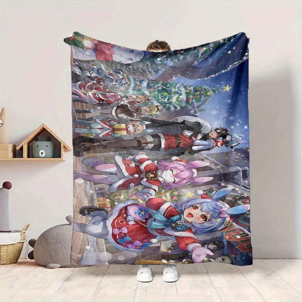 1Pc Christmas Fantasy Parade Flannel Blanket, Soft And Comfortable, Casual Warm, Camping Travel, Christmas, Halloween Xmas Gift Es115