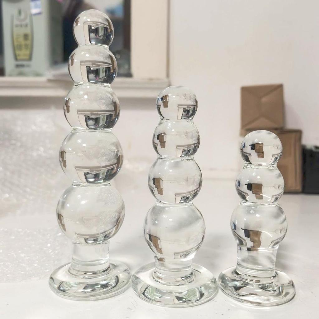 VaHppy Großer Glas-Analplug Backyard-Spielzeug 3/4/5 Kugeln SM BDSM Gay Analmasturbation Prostata-Massage Erwachsenenspiel Sexspielzeug