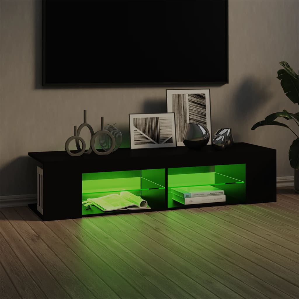 TV Cabinet with LED Lights Black 135 X 39 X 30 Cm