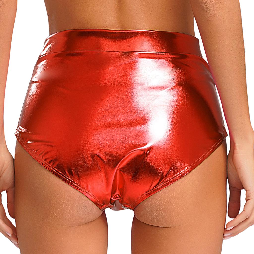 Women's Shorts Wetlook Hotpants Metallic Panties Shiny Stretch Dance Shorts Party Disco Night Club Costume