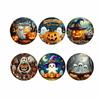 6pcs Wooden Halloween Coasters Pumpkin Heat Insulation Pad DIY Halloween Cup Mats  Halloween Party