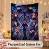 Benutzerdefinierter personalisierter Wandteppich, Jujutsu Kaisen Druck Benutzerdefinierter Name Text Wandkunst zum Aufhängen für Schlafzimmer