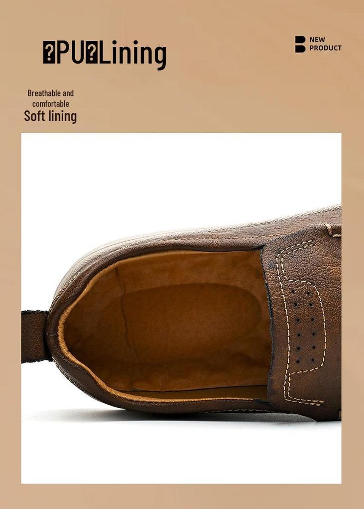 Men's Large Size Casual Leather Loafers - Trendy Slip-on Style