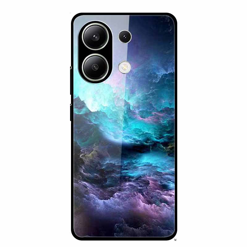 Glass Back Cover For Xiaomi Redmi Note 13 Case Note13 Pro Coque Hard Tempered Glass Case For Redmi Note 13 Pro Case Soft Bumper