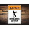 Metal Poster Phone Zombie Outbreak Warning Sign Wall Art for Garage
