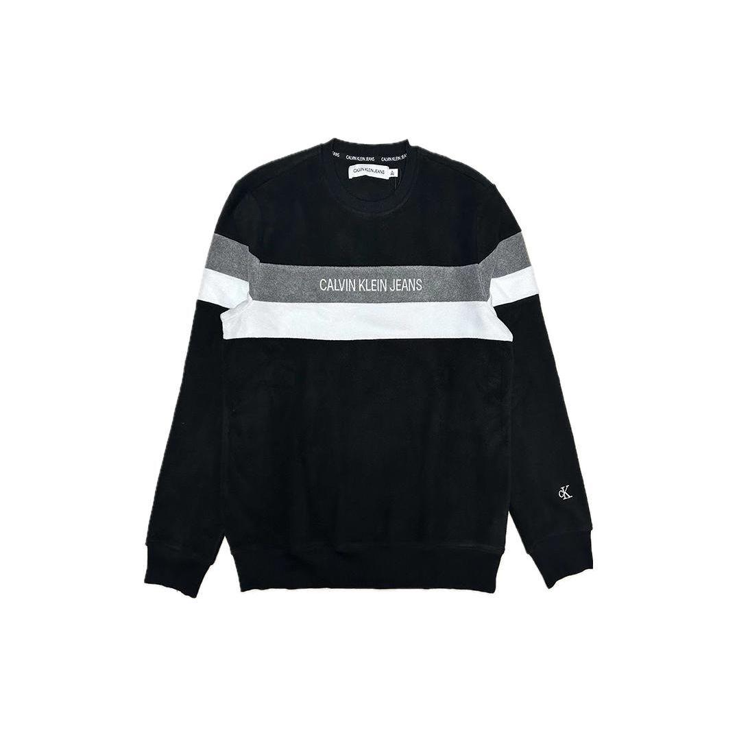 

Calvin Klein Свитшот мужской прямой с круглым вырезом в полоску колор-блок черный 91AP241-001 L