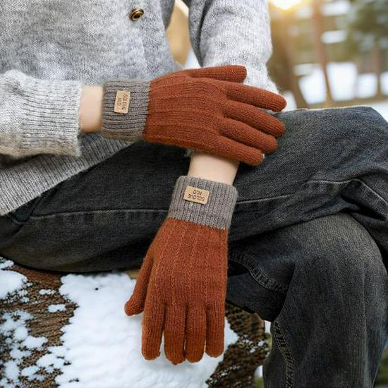 Men's Touchscreen Woolen Gloves for Autumn/Winter, Couples & Students, Thick, Warm Cashmere Alternative, Ideal for Cycling & Cold Protection