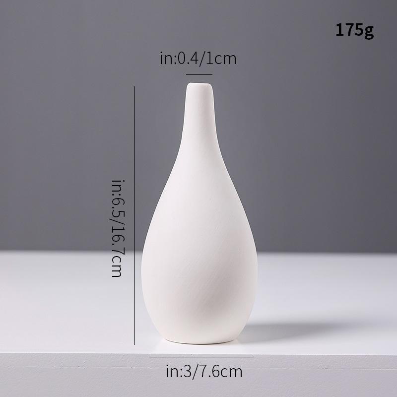 White Ceramic Mini Vase, Chinese Minimalist Desktop Hydroponic Pot for Dried Flowers, Aesthetic