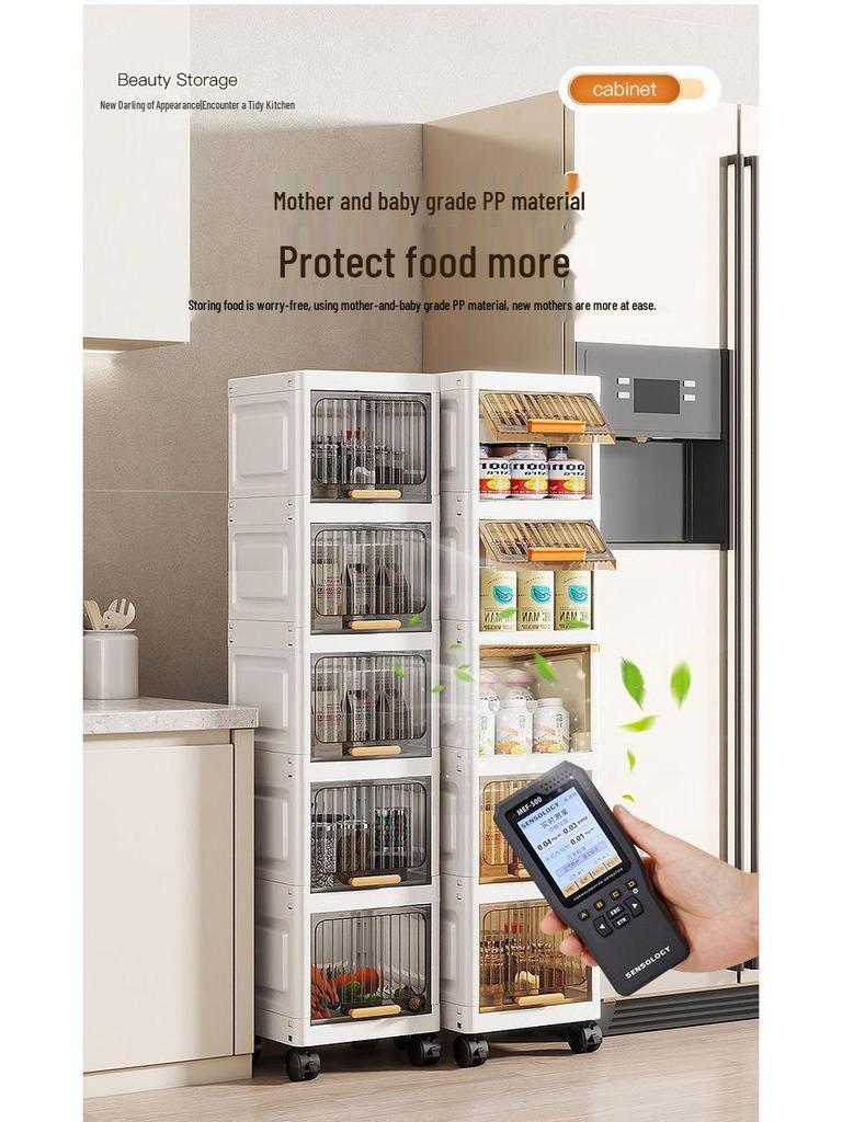 Flip-Up Seam Narrow Storage Cabinet for Kitchen, Bathroom, or Living Room