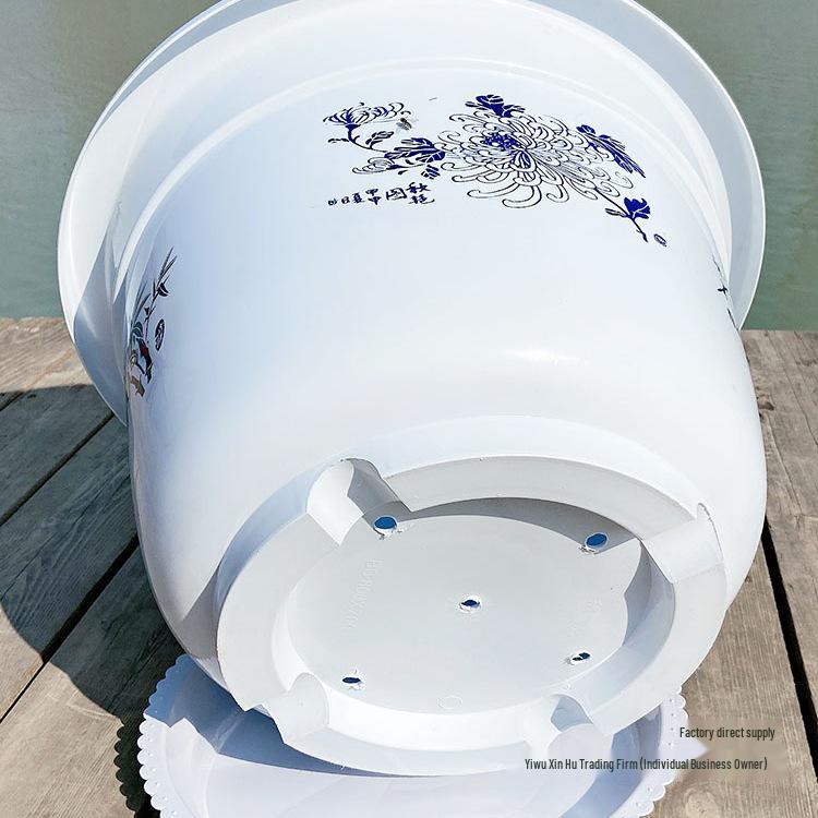 Extra Large Hydroponic Lotus Pot with Hole - Round, Thickened, Imitation Ceramic for Green Plants or Fruit Trees.