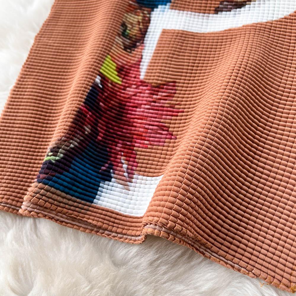 Autumn Europe And The United States Fashionable Lazy Loose Knit Top Plus Printed Pleated Half-Body Skirt Two-Piece Set