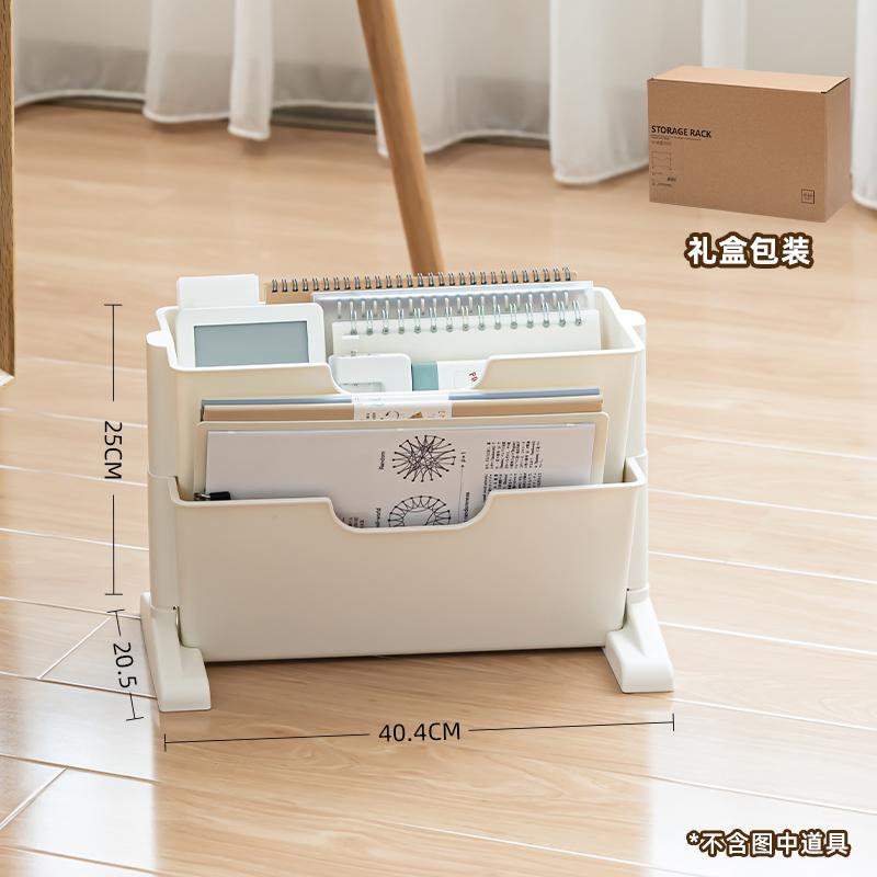 3-Tier Stackable Bookshelf, Desktop & Under Desk Rolling Organizer Cart,Mobile Storage Rack for Bedroom Office School Stationery