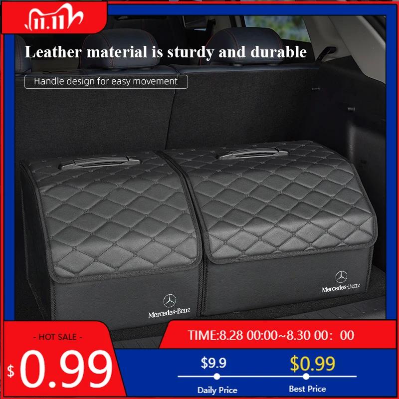 GLC GLB Kožený kufr Organizér do kufru auta Skládací úložný box Pro Mercedes Benz AMG W204 W205 W203 W211 W212 W213 W201