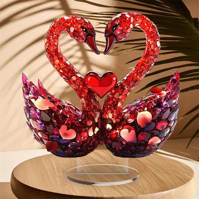 Elegant Acrylic Sign 3D Love Birds Figurine Romantic Statue Contemporary Art Decor for Living Room Shelf Display