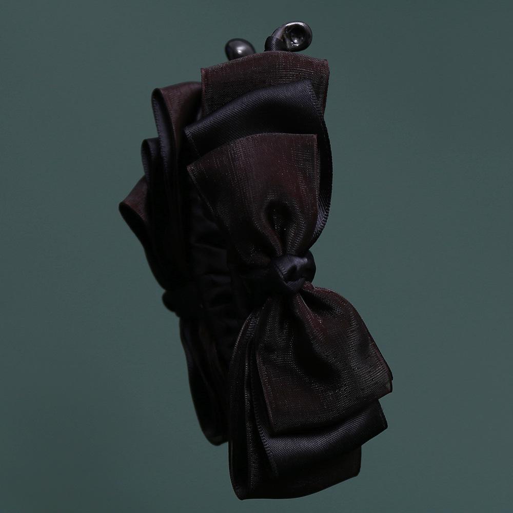 Elegant Korean Bow Bun Hair Clip - 2026 Multi-layer Silk Gauze for High Ponytail