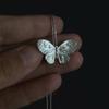 Unique Butterfly Pendant Necklace with Small Size Brushed Texture for Collarbone Chain Sturdy Copper Craft
