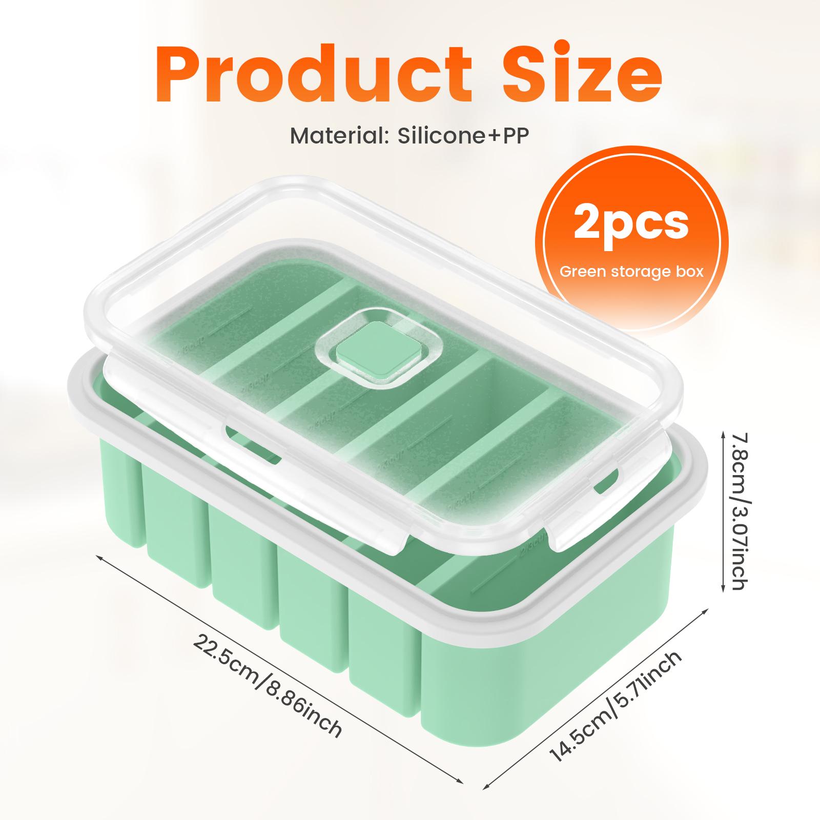 

2Pcs Silicone Freezer Mold with Lid Reusable Stackable Soup Freezer Fresh-keeping Trays Container For Storing Food Meal Sauce