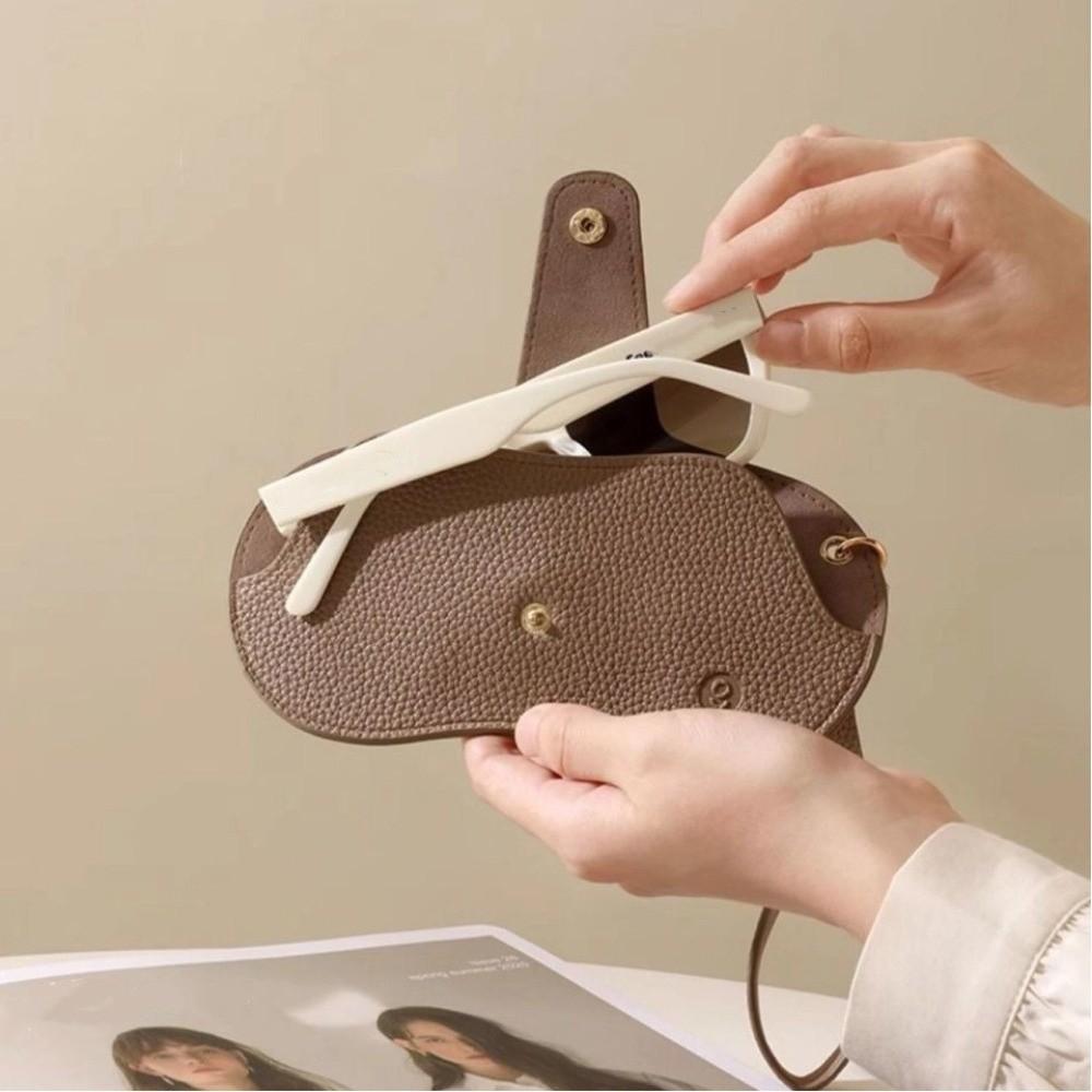 Hanging Sunglasses Case Pu Leather Eyeglasses Bag Portable Glasses Bag
