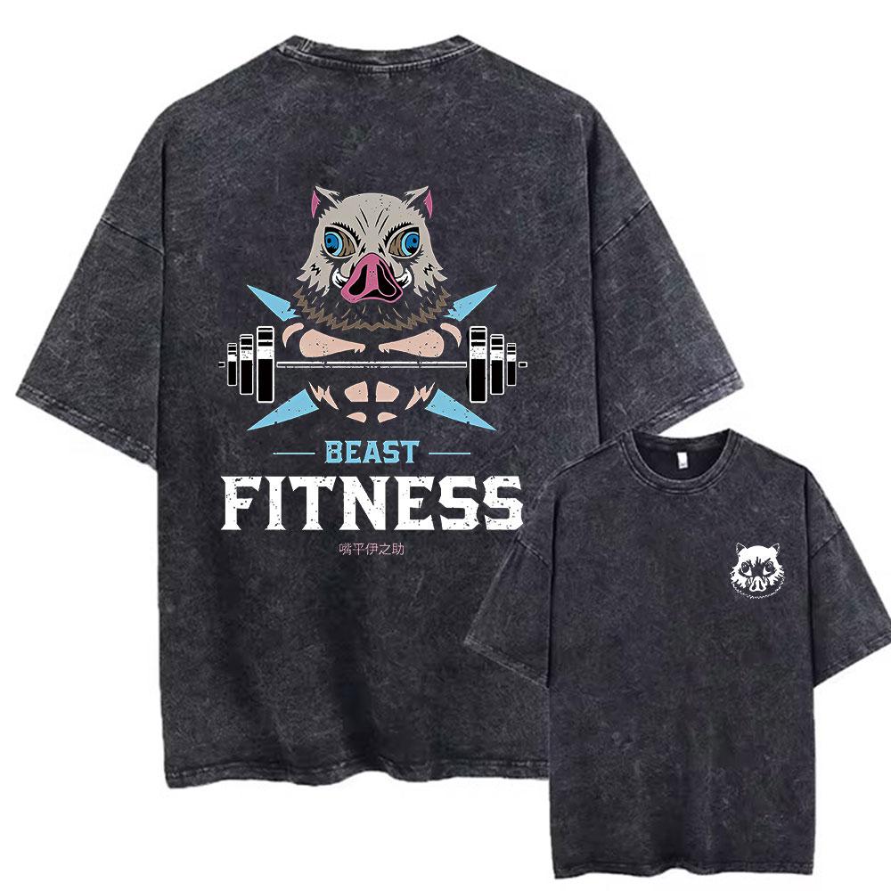 Unisex Anime Acid Washed Tshirts 100% Cotton Retro Harajuku Style Printed Wash Tshirts Oversize Sports And Leisure Hip Hop