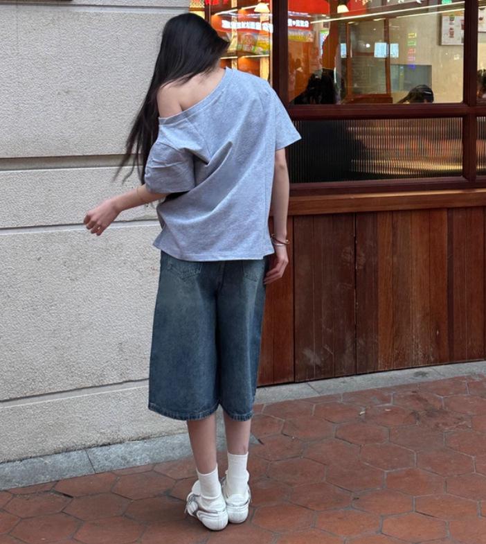 Women's New Tang Wide-Leg Seven-Point Jeans - Summer 2026 Relaxed Straight-Leg Style