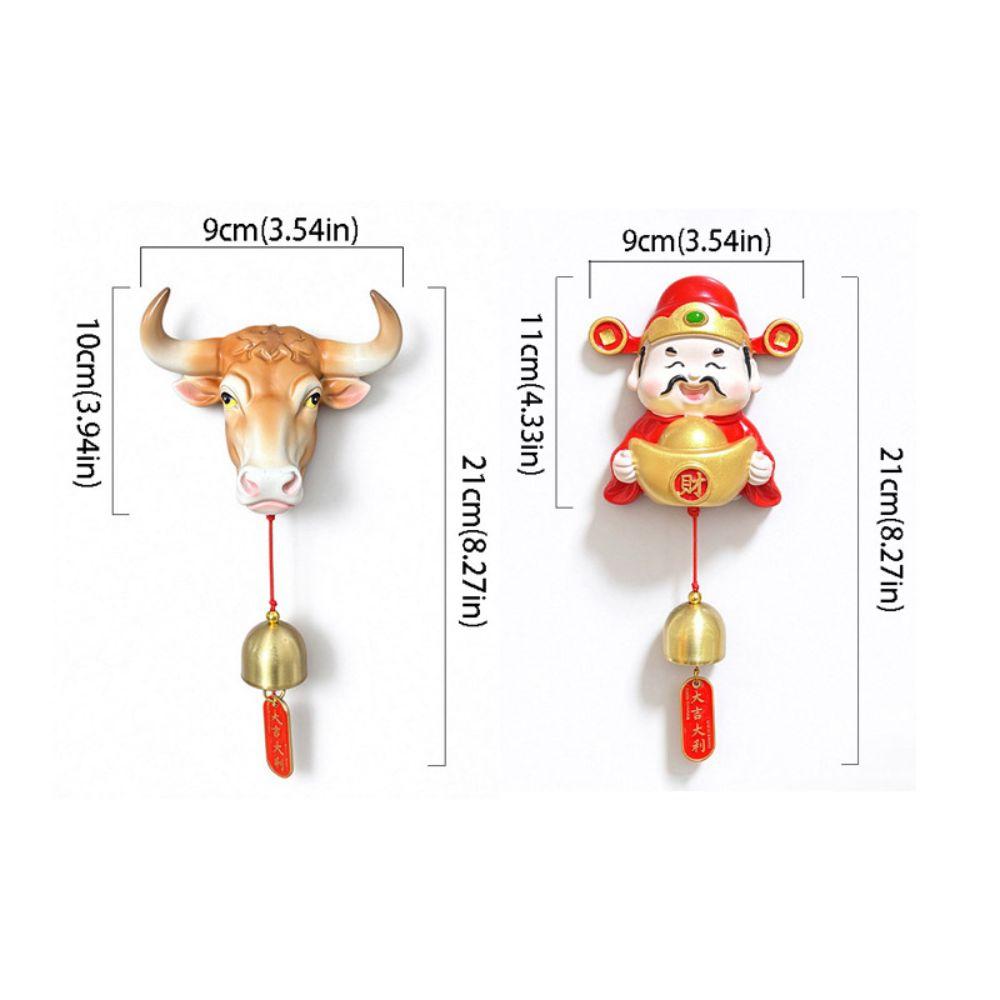 Bull Head Wind Chime Magnetic Mounted Door Opening Reminder Bell God Of Wealth Wind Chime  Home