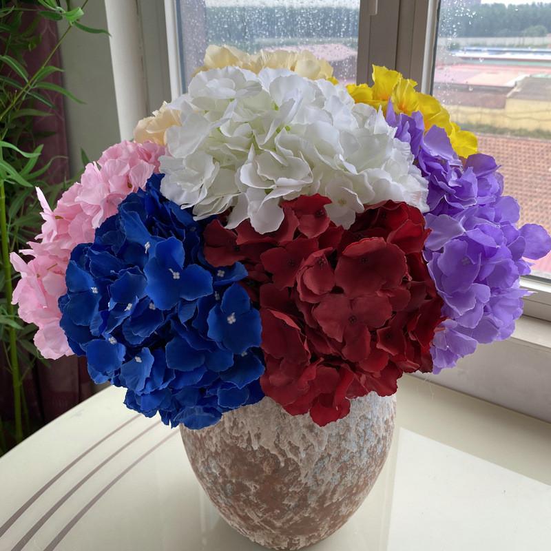 Realistic 5 Head Hydrangea Artificial Silk Flower For Wedding Party Decor Home