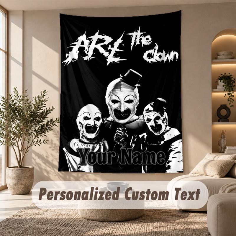 Tapestry Custom Name Text, Wall Hanging Tapestry Home Room DecorTerrifier Art the Clown
