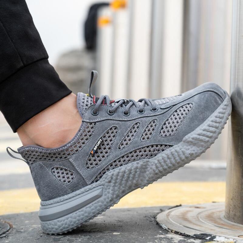 Summer Work Shoes with Protection Breathable Lightweight Safety ShoesSteel Toe Cap Working Male Construction Work Mesh Sneakers