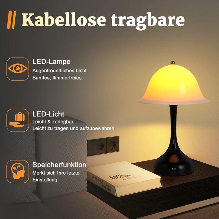 Lampe de table LED Nettlife, veilleuse sans fil, 3 couleurs, intensité réglable, commande tactile, noire