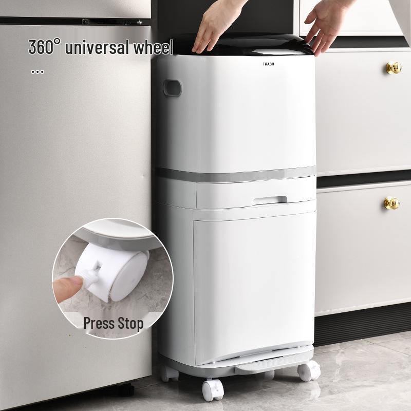 Premium Kitchen Trash Can with Lid, Pedal, and Waste Sorting