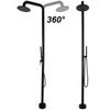 2-Function Freestanding Outdoor Shower Floor Mounted Matte Black Shower Kit with Handheld Sprayer for Backyard Garden Pool Beach