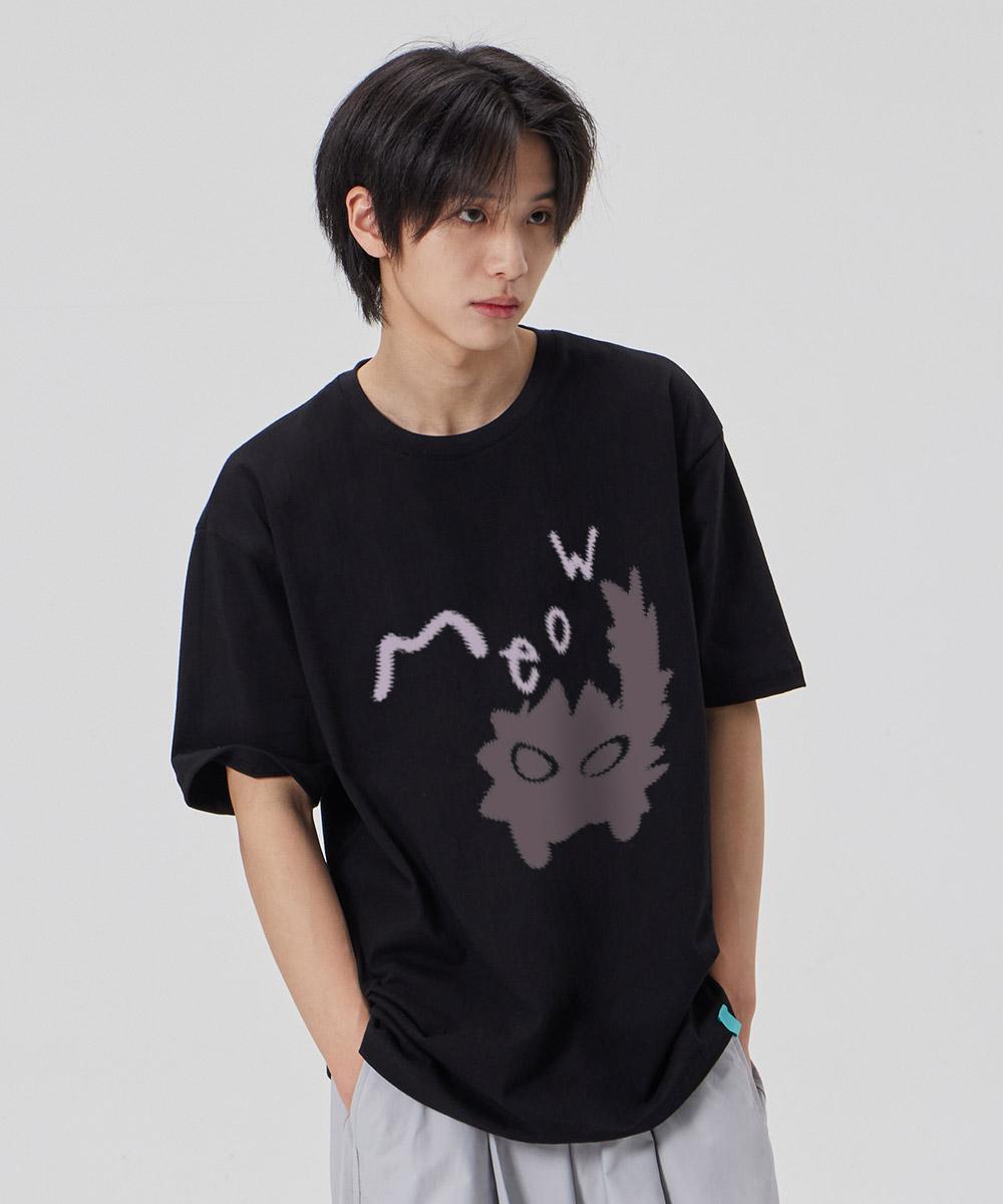 Astral Projection [Miyu Cat] Cotton Loose Fit Short Sleeve T-Shirt_Black L
