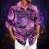 Men's Casual Long-Sleeve Shirt with Halloween Print for Spring ,Summer and Fall