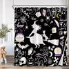 Full Moon Night Halloween Shower Curtain Flying Witch Evil Pumpkin Wizard Graveyard Horror Bath Decoration Bathtub Curtain
