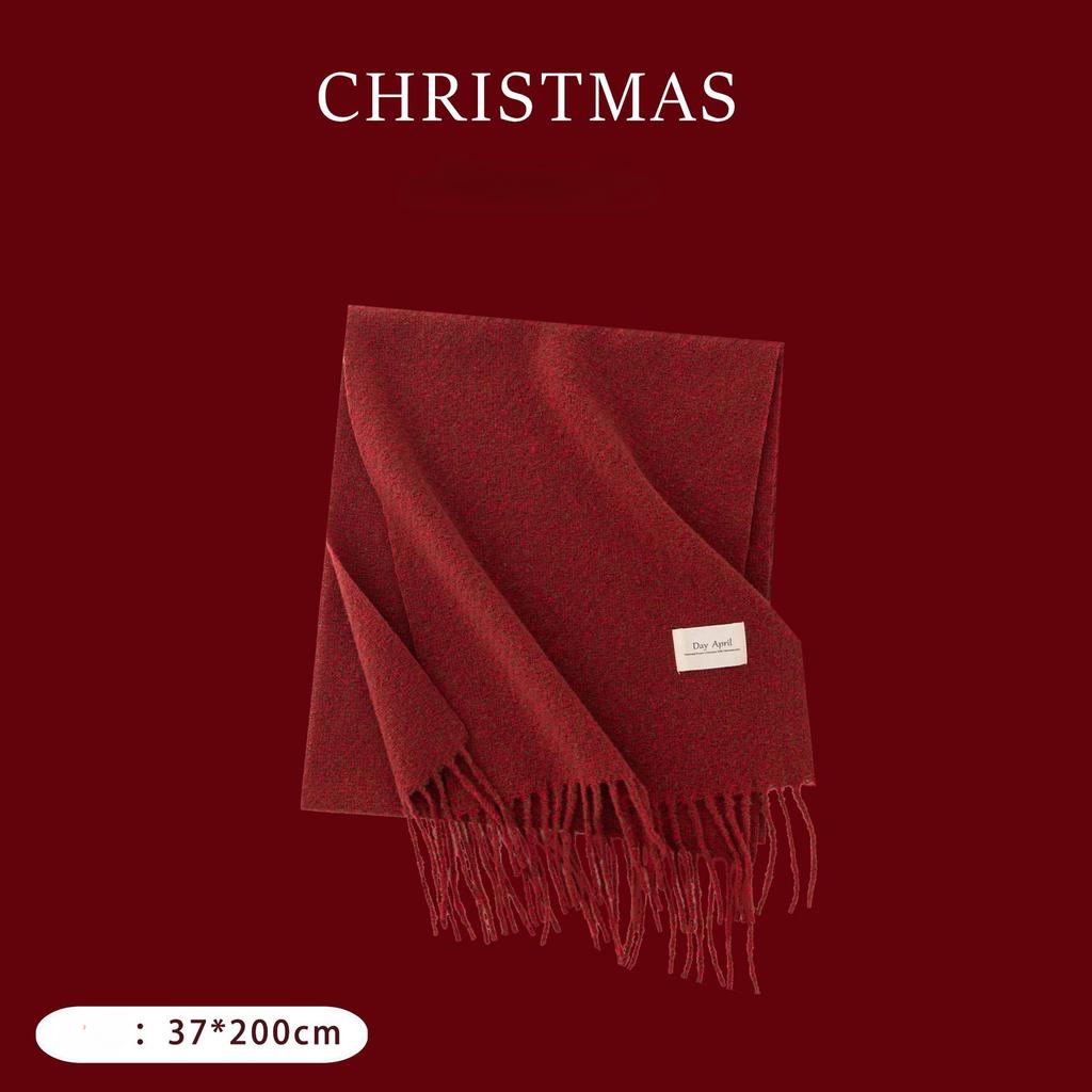 Christmas Red Checkered Scarf Winter Versatile Scarf Women's High Grade Scarf Warm Scarf