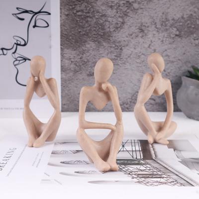 3-teiliges Set Nordisch Minimalistisch Sandstein Mini Denker Skulptur - Heimdeko Kunsthandwerk, Büro Bücherregal, Schlafzimmer Tischplatte Dekora