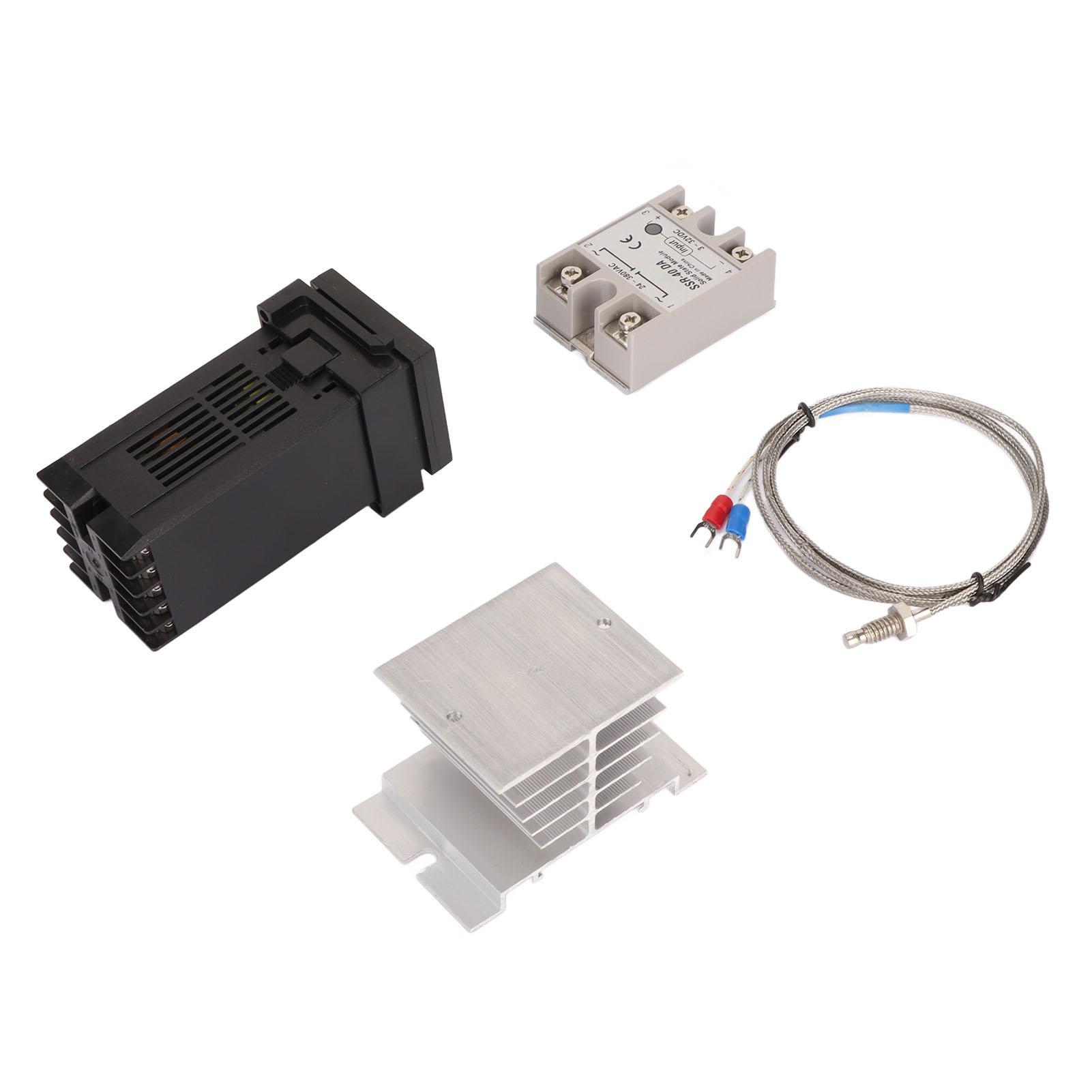 

4PCS Digital PID Thermostat Quick Response Temperature Controller with Thermocouple Heat Sink Relay Kit AC100V‑240V 40A