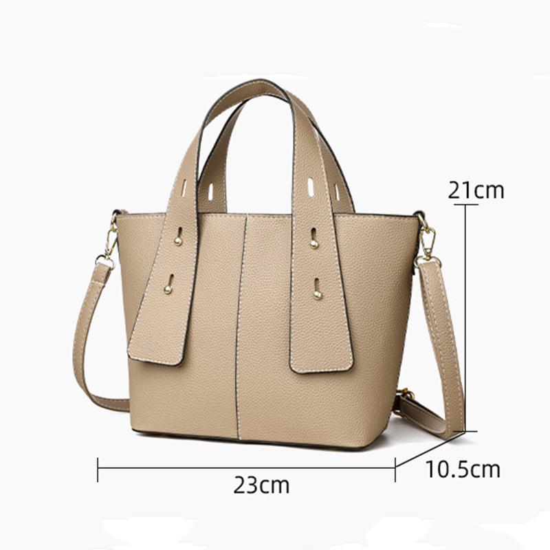 Luxury PU Leather Tote Bag Female High Quality Solid Color Bucket Handbag Women Brand Shoulder Crossbody Bags CLE